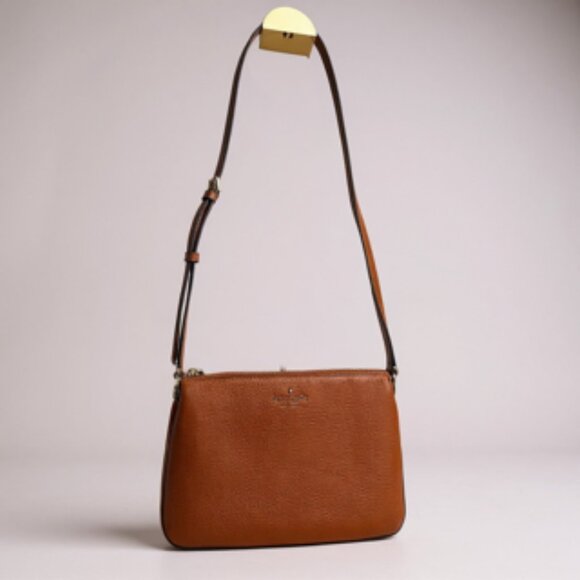 Kate Spade New York Pebbled Leather Crossbody Bag Brown Adjustable Strap - Picture 1 of 10